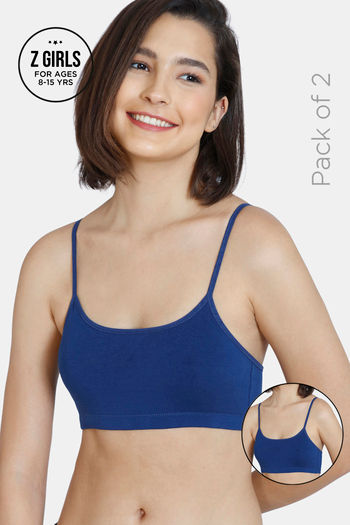 Buy Zivame Girls Double Layered Non Wired Full Coverage Slip-on Beginner Bra (Pack of 2) - Navy
